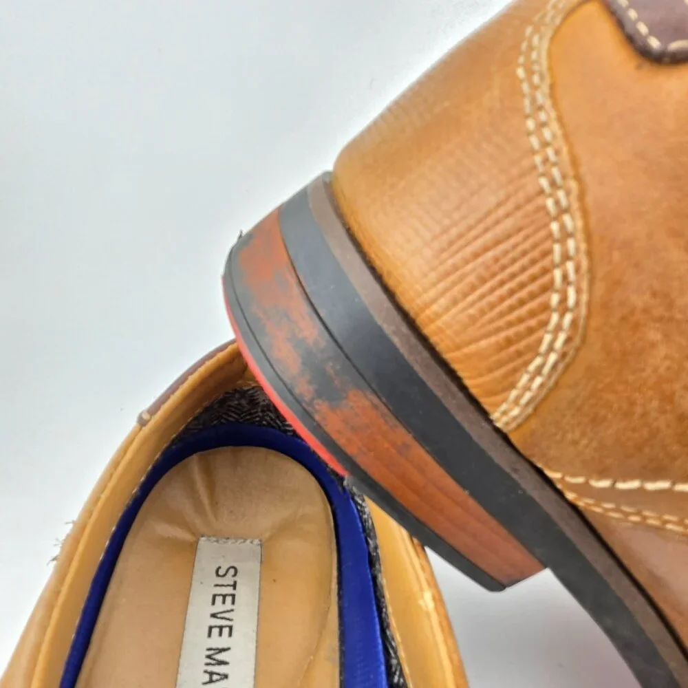 Steve Madden P-Never Men’s Tan Oxford Dress Shoes Leather Size 8.5